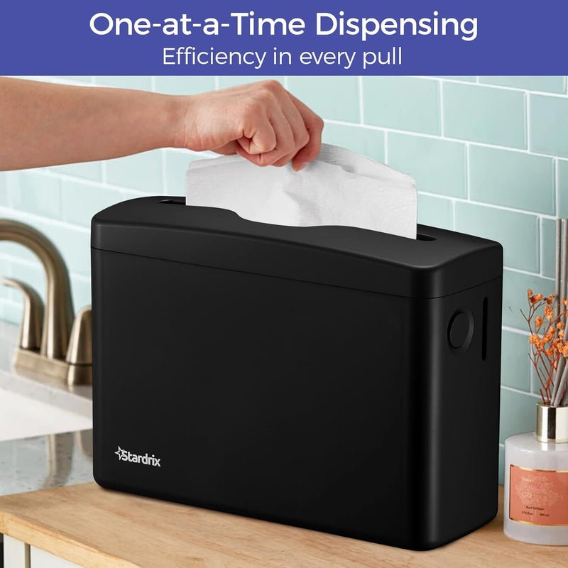 stardrix Countertop Paper Towel Dispenser, Black Hand Towel Holder for Multifold/C-Fold/Z-Fold Towels, Single Sheet Dispensing, Non-Slip Base, Compact Design for Kitchen, Bathroom, or Commercial Use - Image 3